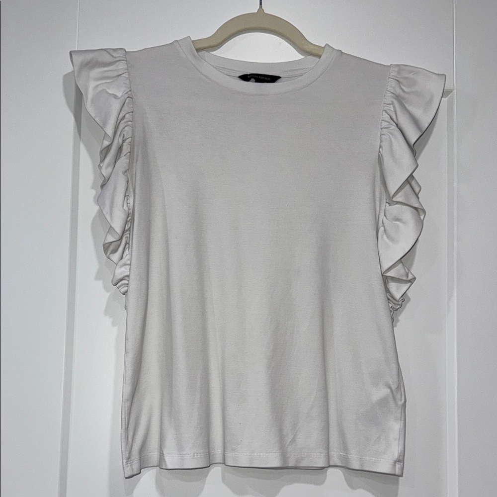 Banana Republic Ivory Ruffle Sleeve Tee